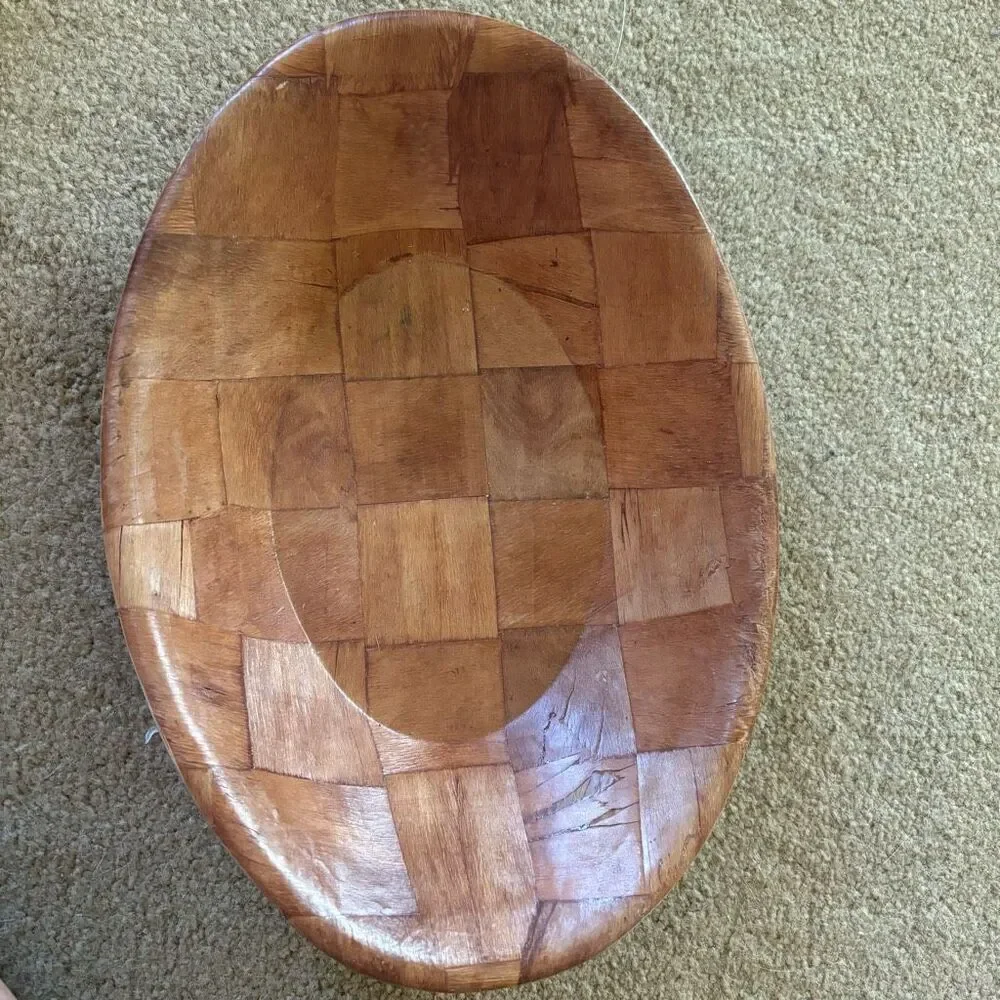 Vintage Weave Woven Wooden 12” x 8.5” Serving Bowl